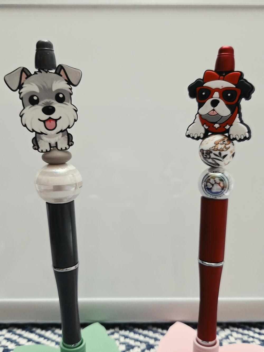 Novelty Set Of Dog Pens - Gray and Red Cute Puppy Topper